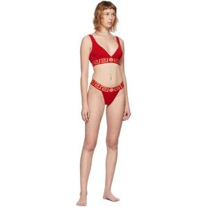 Versace Red and Gold Panty and Bra with Greek Key Design